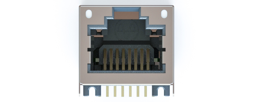 RJ45 - Y-CON - Buchse - 90° - Tab Up - Magnetics - Lightpipes - 100MBit