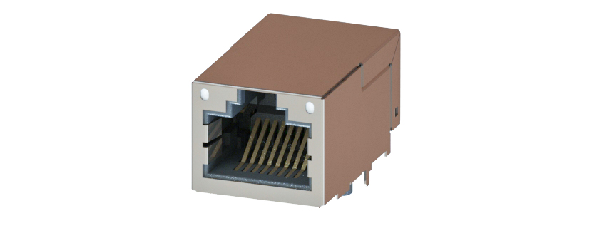 RJ45 - Y-CON - Jack - 90° - Tab Up - Magnetics - 2 Power Contacts - Lightpipes - 100MBit